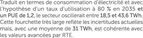 Traduit en termes de consommation d’ lectricit et avec l’hypoth se d’un taux d’utilisation   80 % en 2035 et un PUE ...
