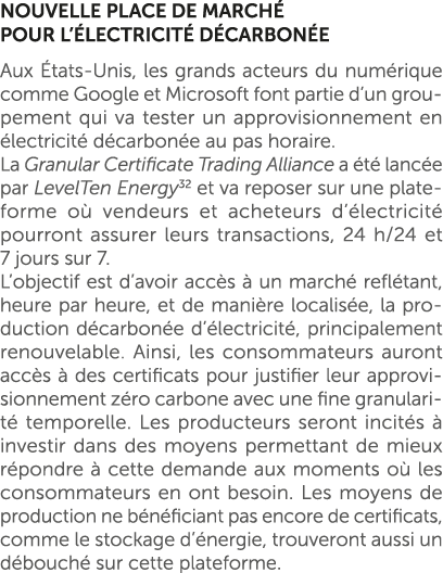 Nouvelle place de march pour l’ lectricit  d carbon e Aux  tats Unis, les grands acteurs du num rique comme Google e...