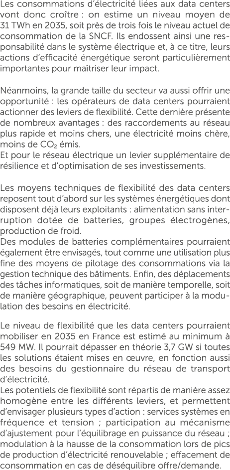 Les consommations d’ lectricit li es aux data centers vont donc cro tre : on estime un niveau moyen de 31 TWh en 203...