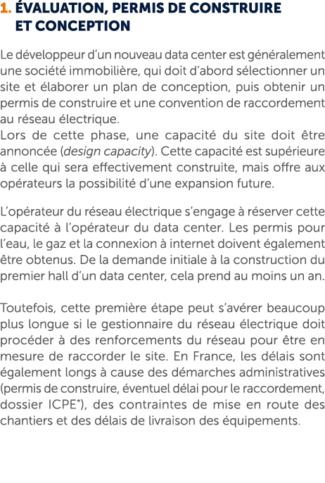 1. valuation, permis de construire et conception Le d veloppeur d’un nouveau data center est g n ralement une soci t...
