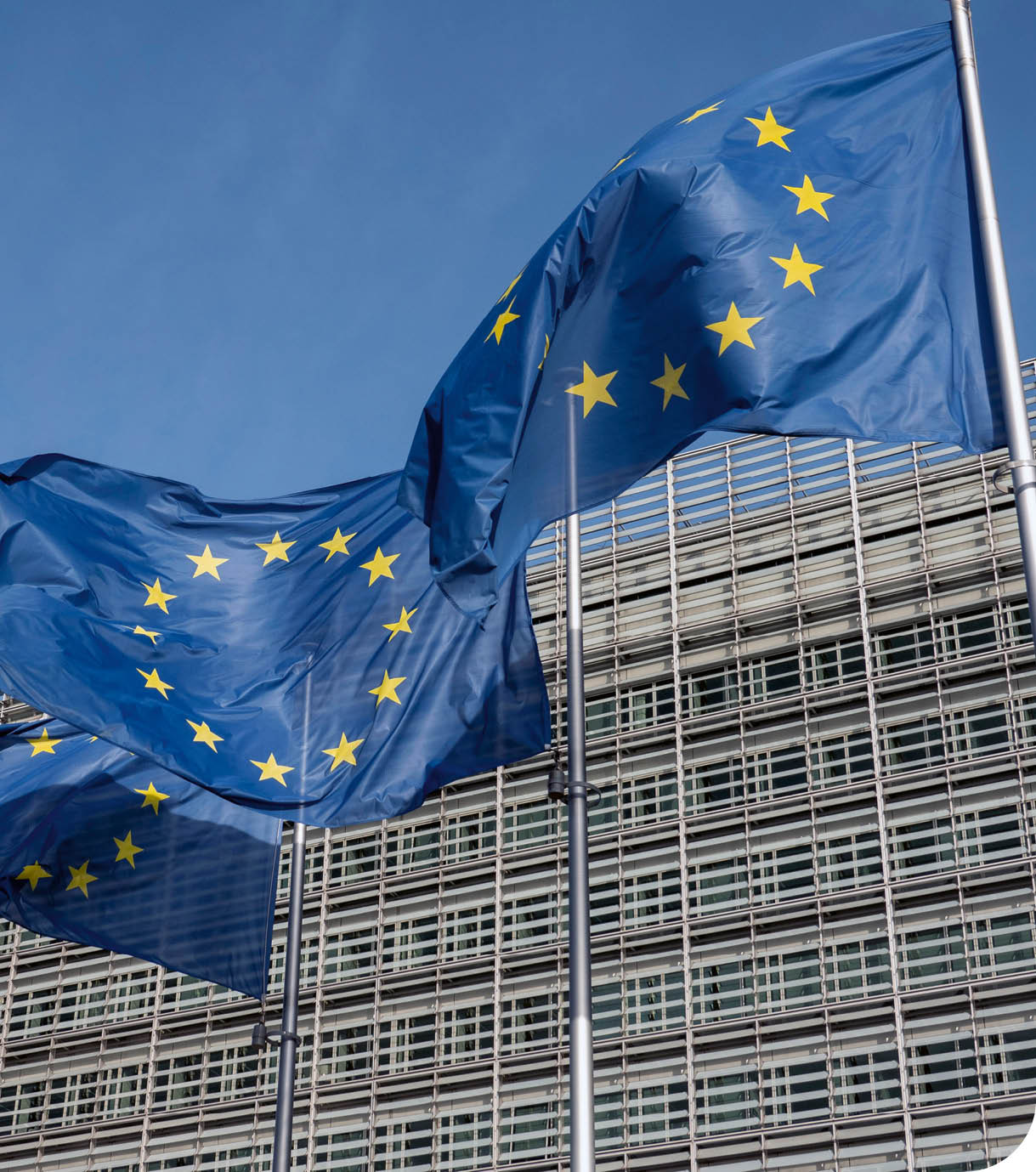 The flags in front of the European Commission building, Brussels