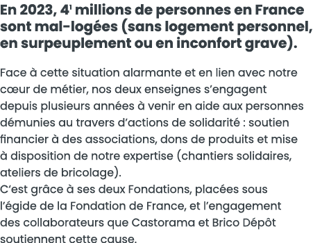 En 2023, 41 millions de personnes en France sont mal-log es (sans logement personnel, en surpeuplement ou en inconfor   