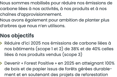 Nous sommes mobilis s pour r duire nos  missions de carbone li es   nos activit s,   nos produits et   nos cha nes d    