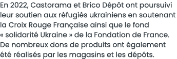 En 2022, Castorama et Brico D p t ont poursuivi leur soutien aux r fugi s ukrainiens en soutenant la Croix Rouge Fran   